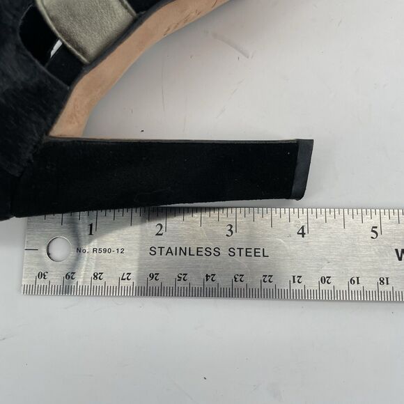 STEVEN Steve Madden Size 6.5 Suede Leather Cutout High Heels Black Silver Fur - Picture 9 of 9